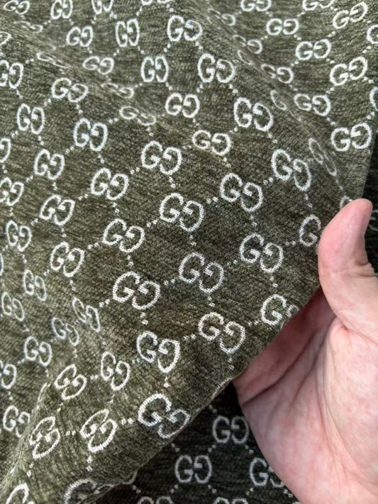 Olive Green Gucci Chenille Sofa Upholstery Fabric for Beach Bag Furniture Custom - mingfabricstore