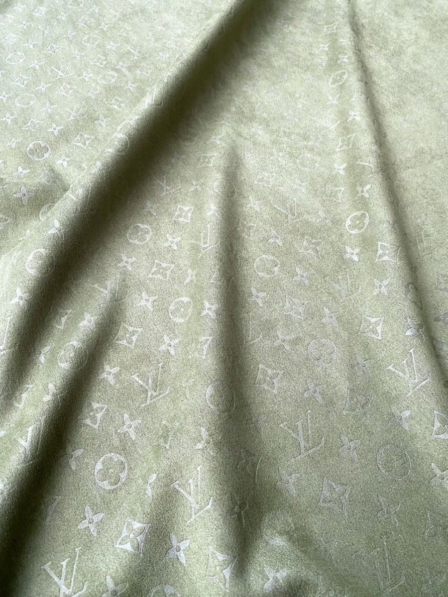 Olive Green LV Suede Fabric for Custom Timberland Sneakers Upholstery - mingfabricstore