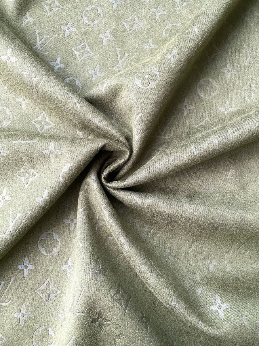 Olive Green LV Suede Fabric for Custom Timberland Sneakers Upholstery - mingfabricstore