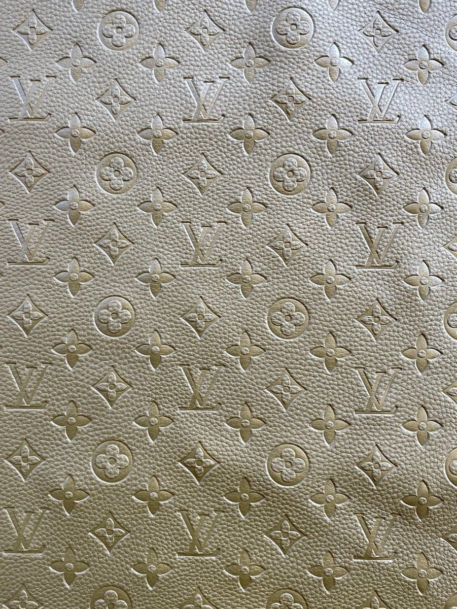 Olive Green Soft Embossed Louis Vuitton Leather Designer Fabric - mingfabricstore