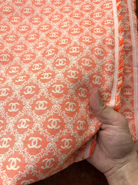 Orange Chanel Sewing Fabric Sold by Yard for DIY Crafts Bespoke - mingfabricstore