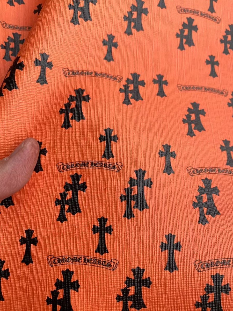 Orange Chrome Hearts Leather Sheet for Handmade DIY Crafts - mingfabricstore