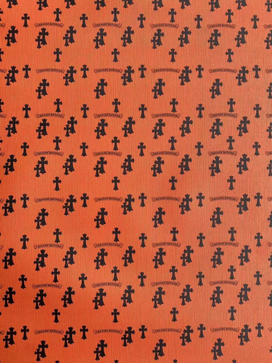 Orange Chrome Hearts Leather Sheet for Handmade DIY Crafts - mingfabricstore