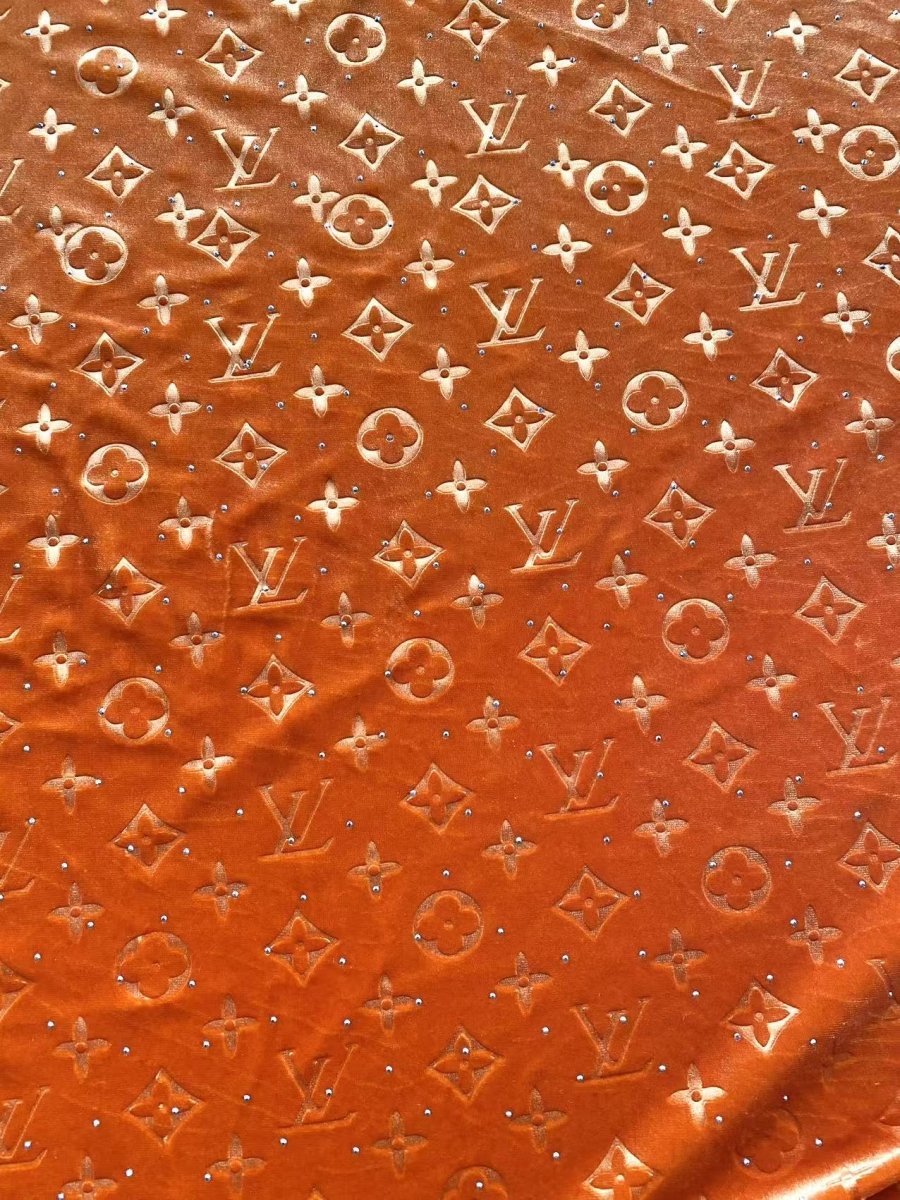 Orange Diamond Louis Vuitton LV Velvet Shoe Sneaker Custom Fabric - mingfabricstore