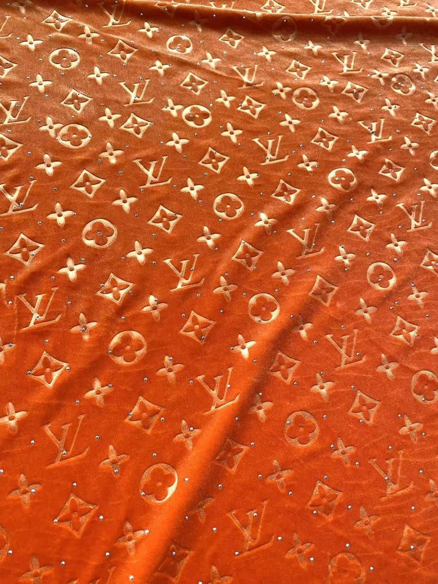 Orange Diamond Louis Vuitton LV Velvet Shoe Sneaker Custom Fabric - mingfabricstore