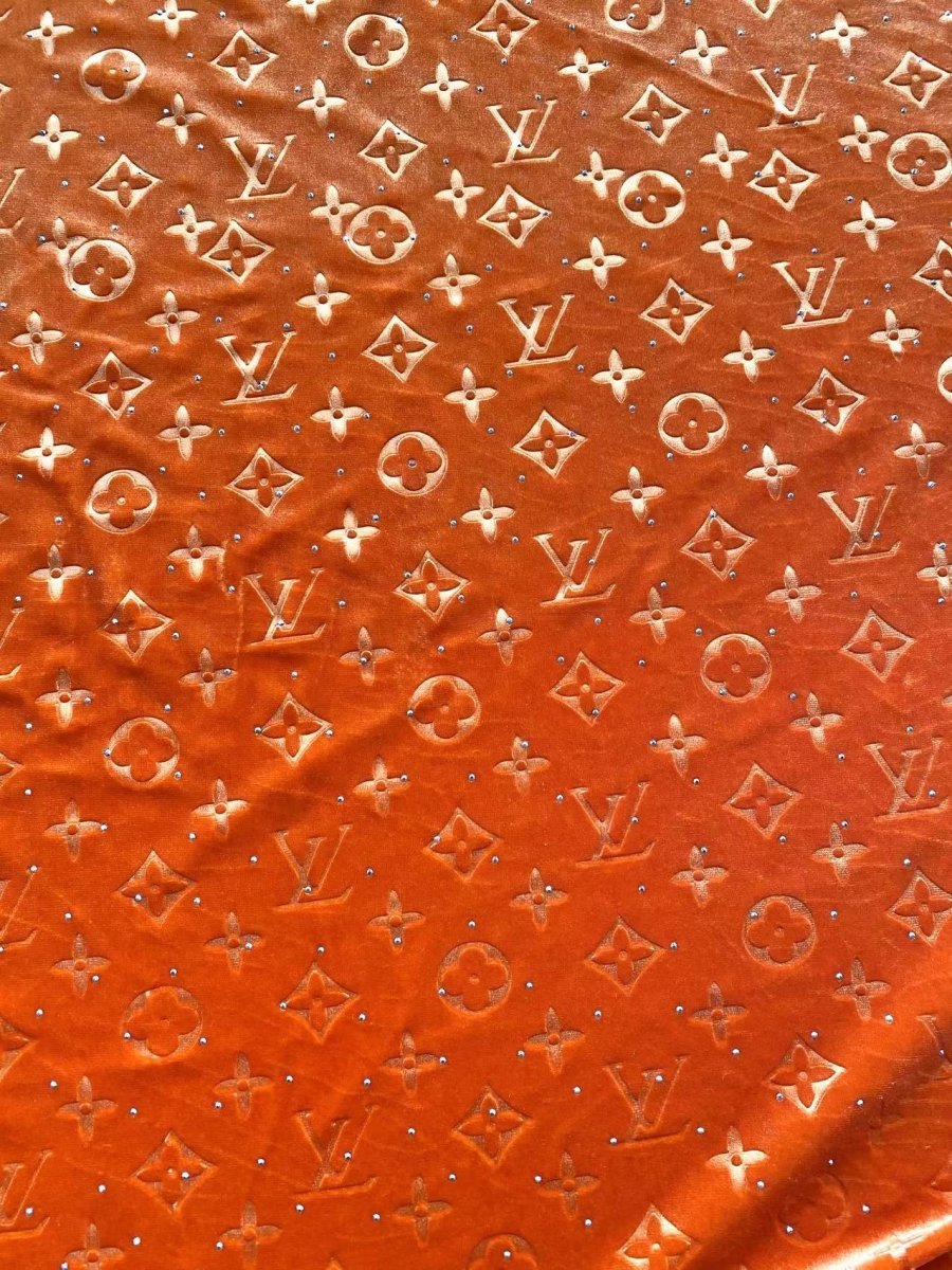 Orange Diamond Louis Vuitton LV Velvet Shoe Sneaker Custom Fabric - mingfabricstore