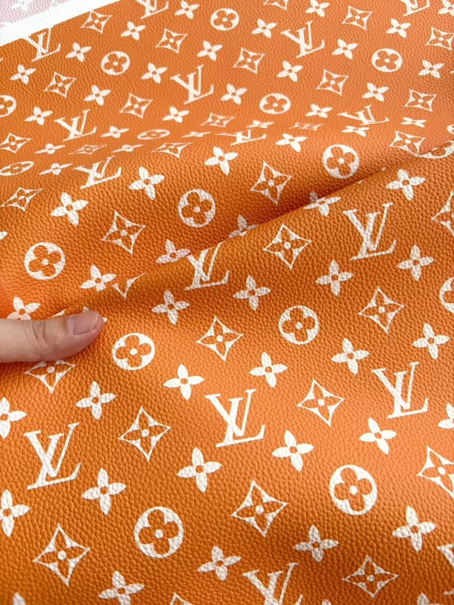 Orange Louis Vuitton Leather DIY Fabric Sold by Yard for Bag Repair - mingfabricstore