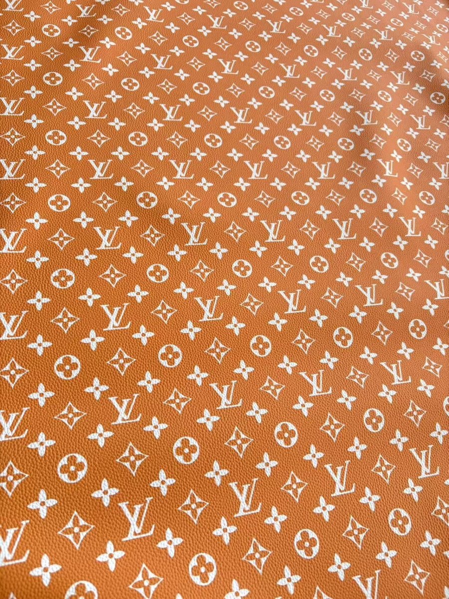 Orange Louis Vuitton Leather DIY Fabric Sold by Yard for Bag Repair - mingfabricstore
