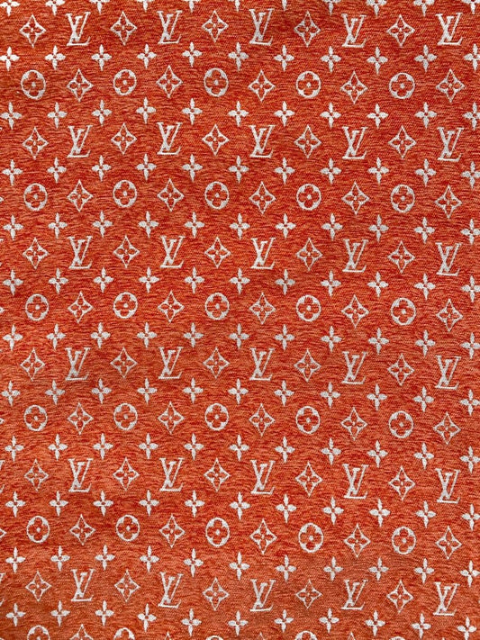 Orange Louis Vuitton LV Chenille Fabric for Sofa Furniture Sewing Upholstery - mingfabricstore