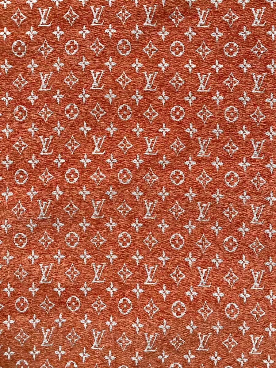 Orange Louis Vuitton LV Chenille Fabric for Sofa Furniture Sewing Upholstery - mingfabricstore