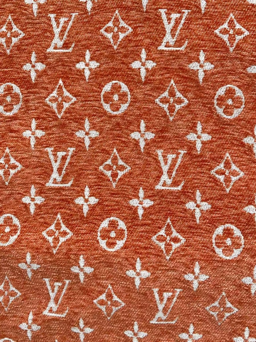 Orange Louis Vuitton LV Chenille Fabric for Sofa Furniture Sewing Upholstery - mingfabricstore
