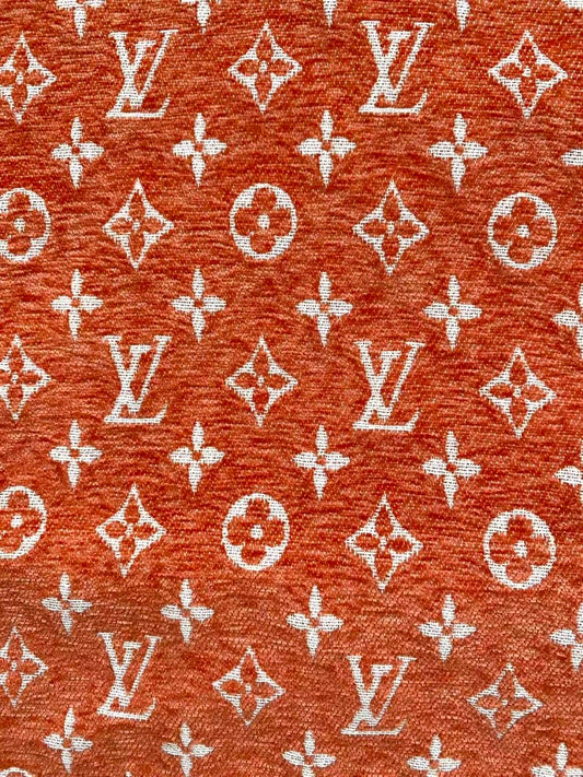Orange Louis Vuitton LV Chenille Fabric for Sofa Furniture Sewing Upholstery - mingfabricstore