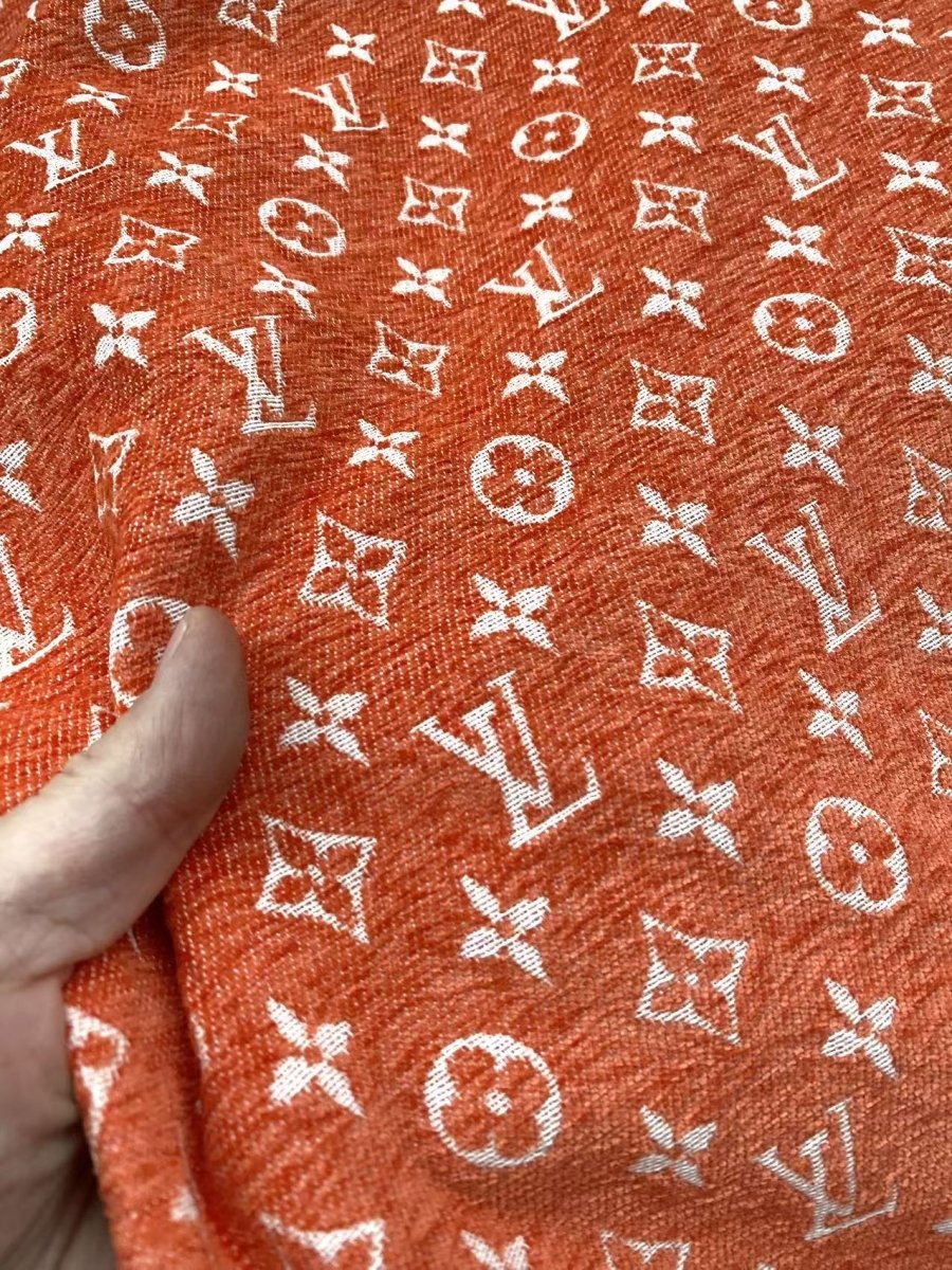 Orange Louis Vuitton LV Chenille Fabric for Sofa Furniture Sewing Upholstery - mingfabricstore