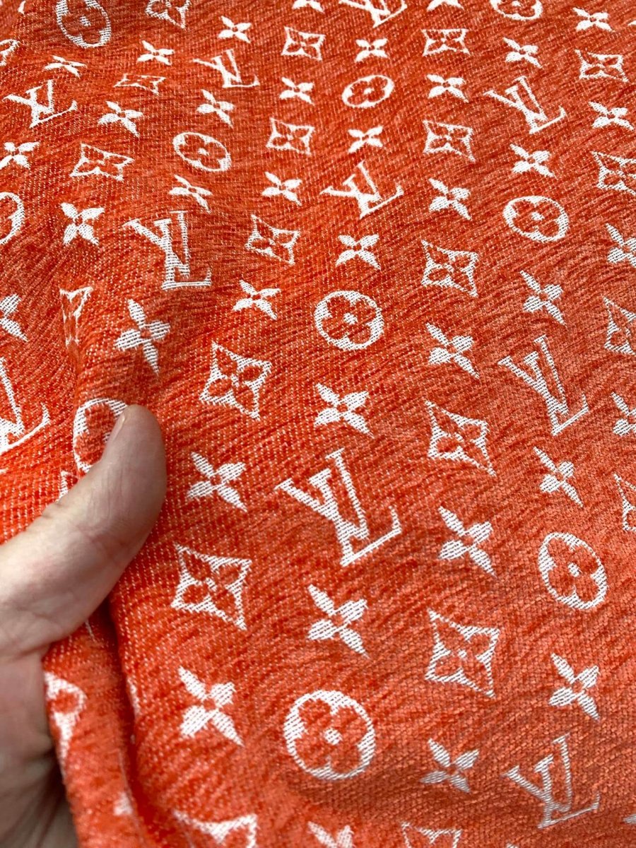 Orange Louis Vuitton LV Chenille Fabric for Sofa Furniture Sewing Upholstery - mingfabricstore