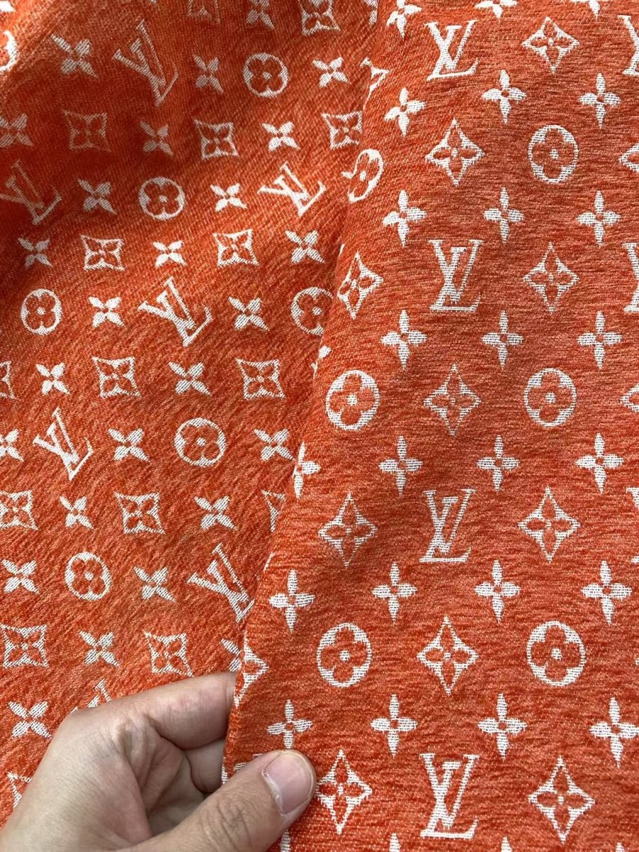 Orange Louis Vuitton LV Chenille Fabric for Sofa Furniture Sewing Upholstery - mingfabricstore