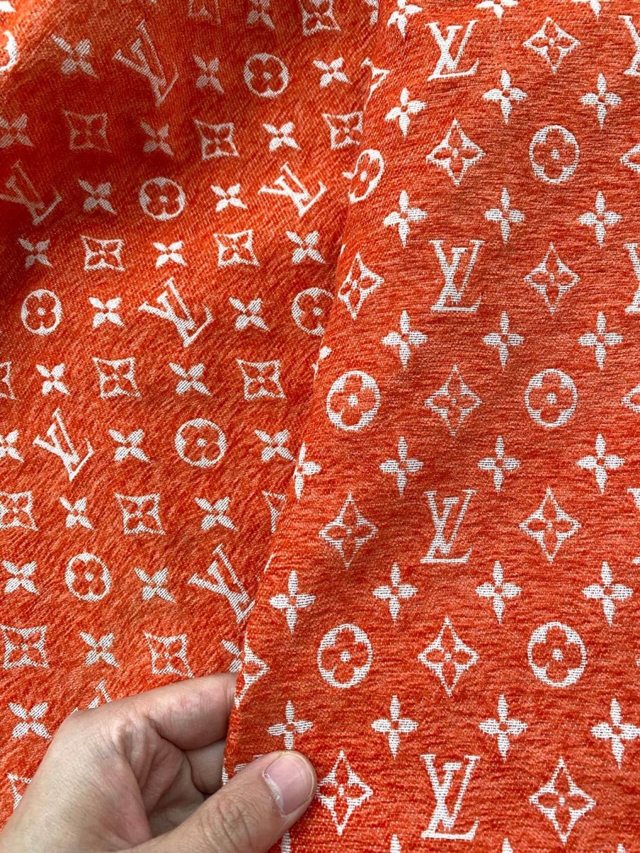 Orange Louis Vuitton LV Chenille Fabric for Sofa Furniture Sewing Upholstery - mingfabricstore