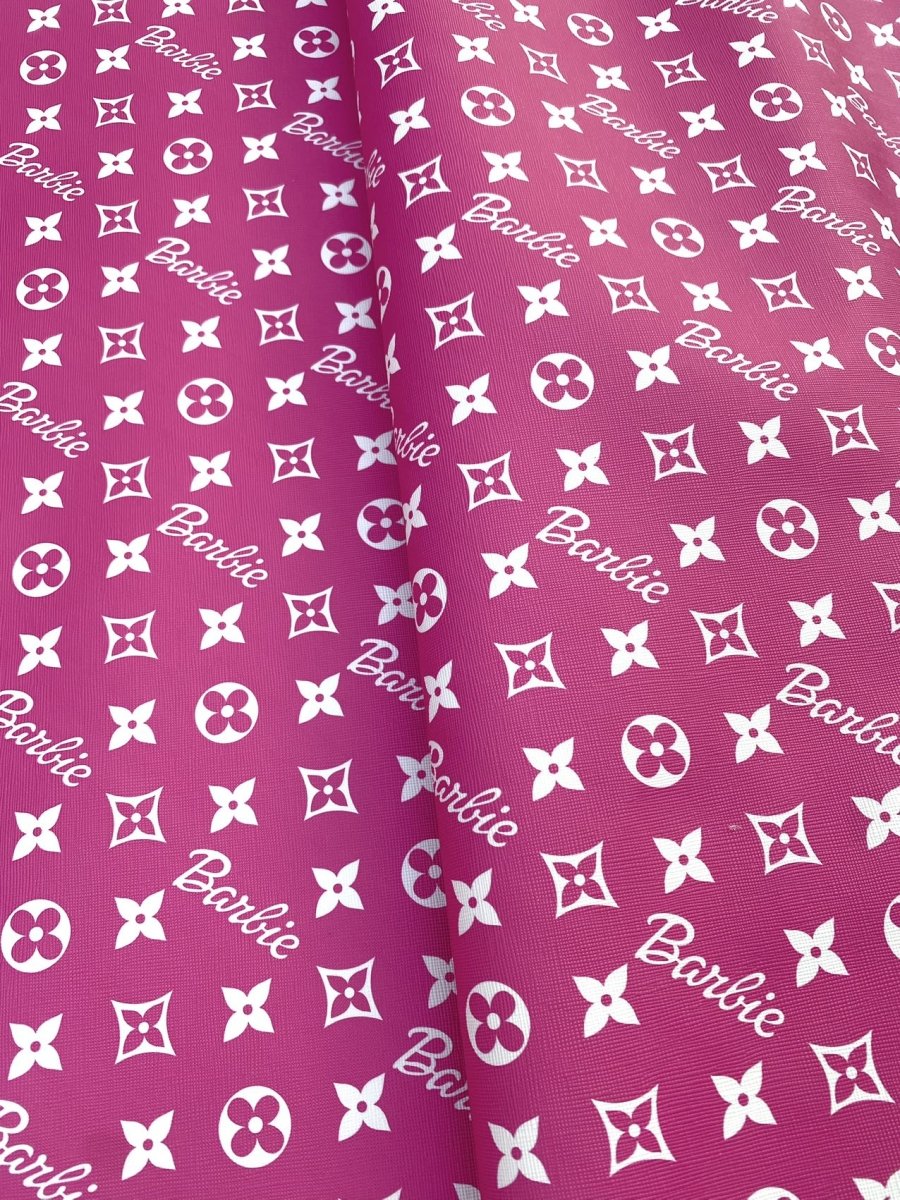 Pink Barbie LV Vinyl Designer Leather Sheet Fabric for Handmade DIY Crafts Custom - mingfabricstore