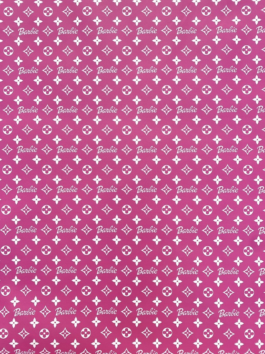 Pink Barbie LV Vinyl Designer Leather Sheet Fabric for Handmade DIY Crafts Custom - mingfabricstore