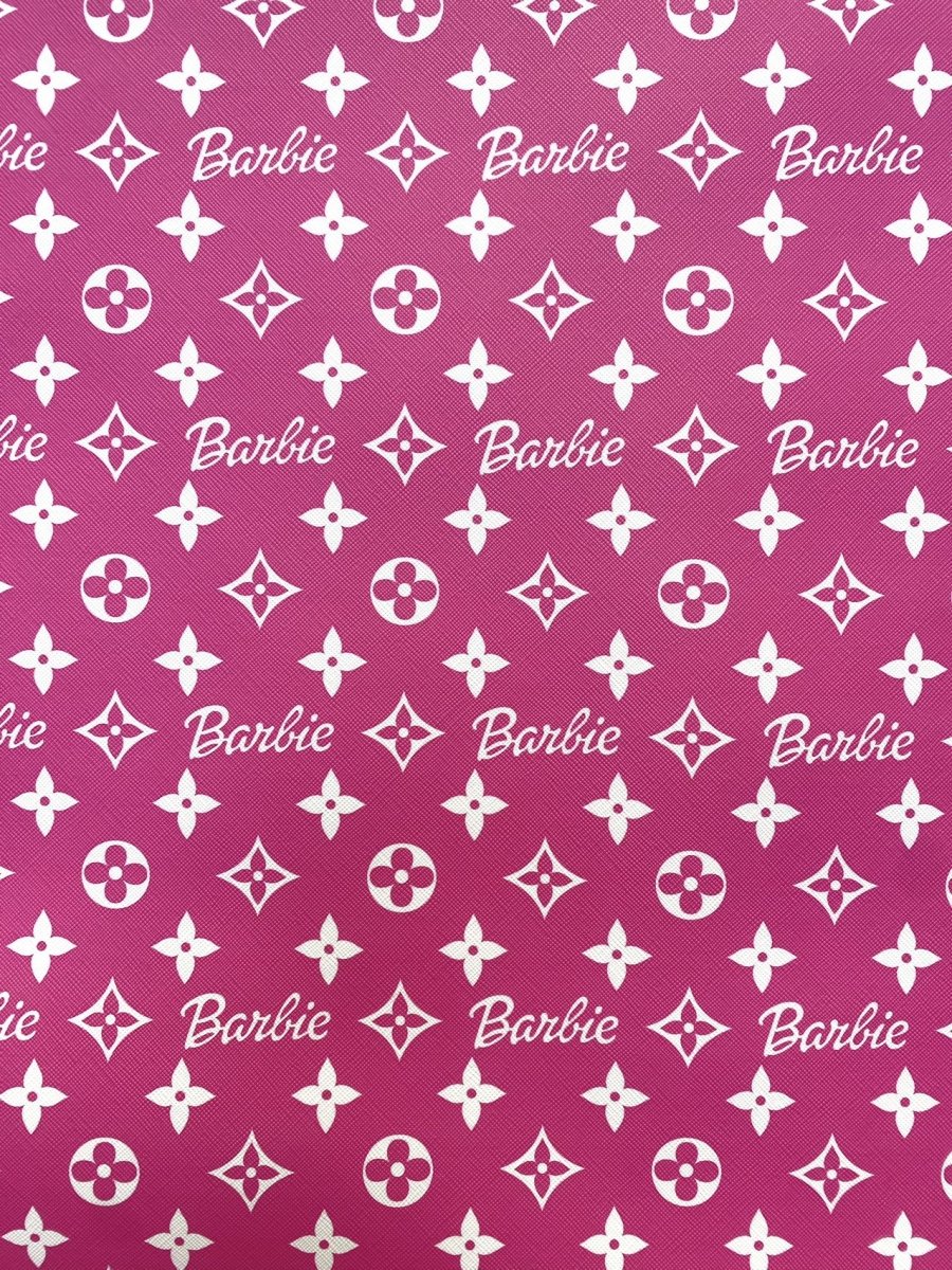 Pink Barbie LV Vinyl Designer Leather Sheet Fabric for Handmade DIY Crafts Custom - mingfabricstore