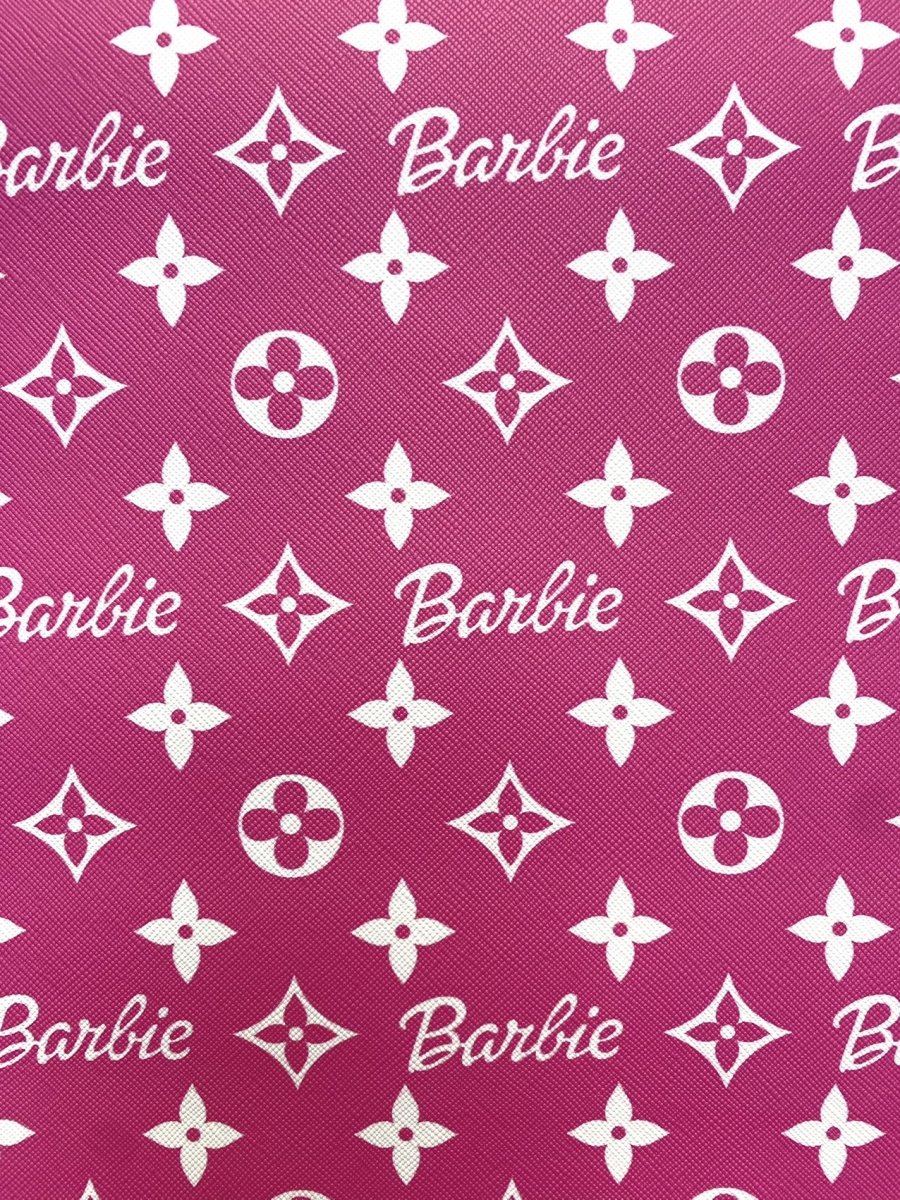 Pink Barbie LV Vinyl Designer Leather Sheet Fabric for Handmade DIY Crafts Custom - mingfabricstore