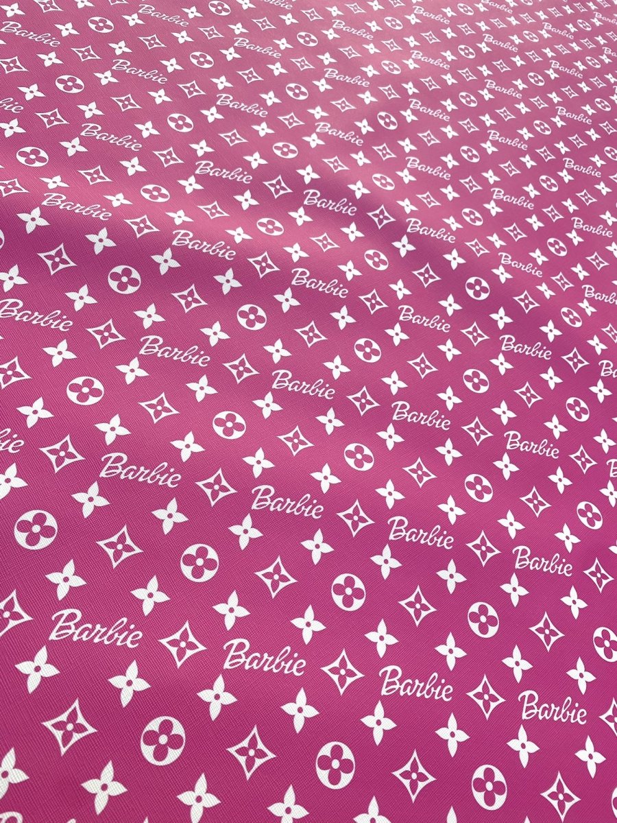 Pink Barbie LV Vinyl Designer Leather Sheet Fabric for Handmade DIY Crafts Custom - mingfabricstore