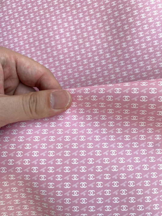 Pink Chanel Mini Size Leather for Doll Making Custom Projects - mingfabricstore