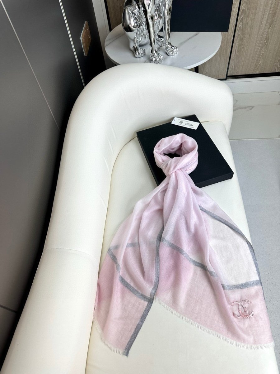 Chanel Rion Scarf Pink Chanel Scarf Wool Content Designer Scarves Fashion Style ...