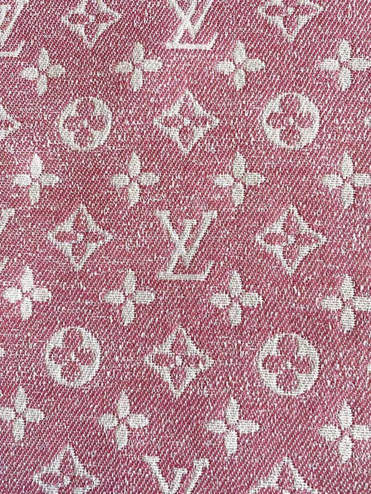 Pink Chenille LV Designer Fabric for Sewing Project - mingfabricstore