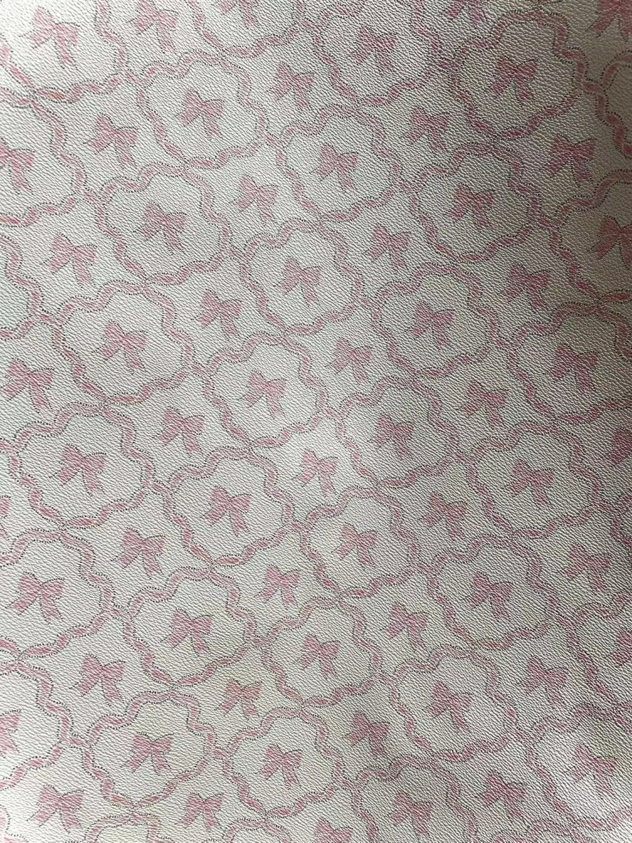 Pink Cute Cartoon Bow Design Leather Material for Handmade Crafts DIY - mingfabricstore