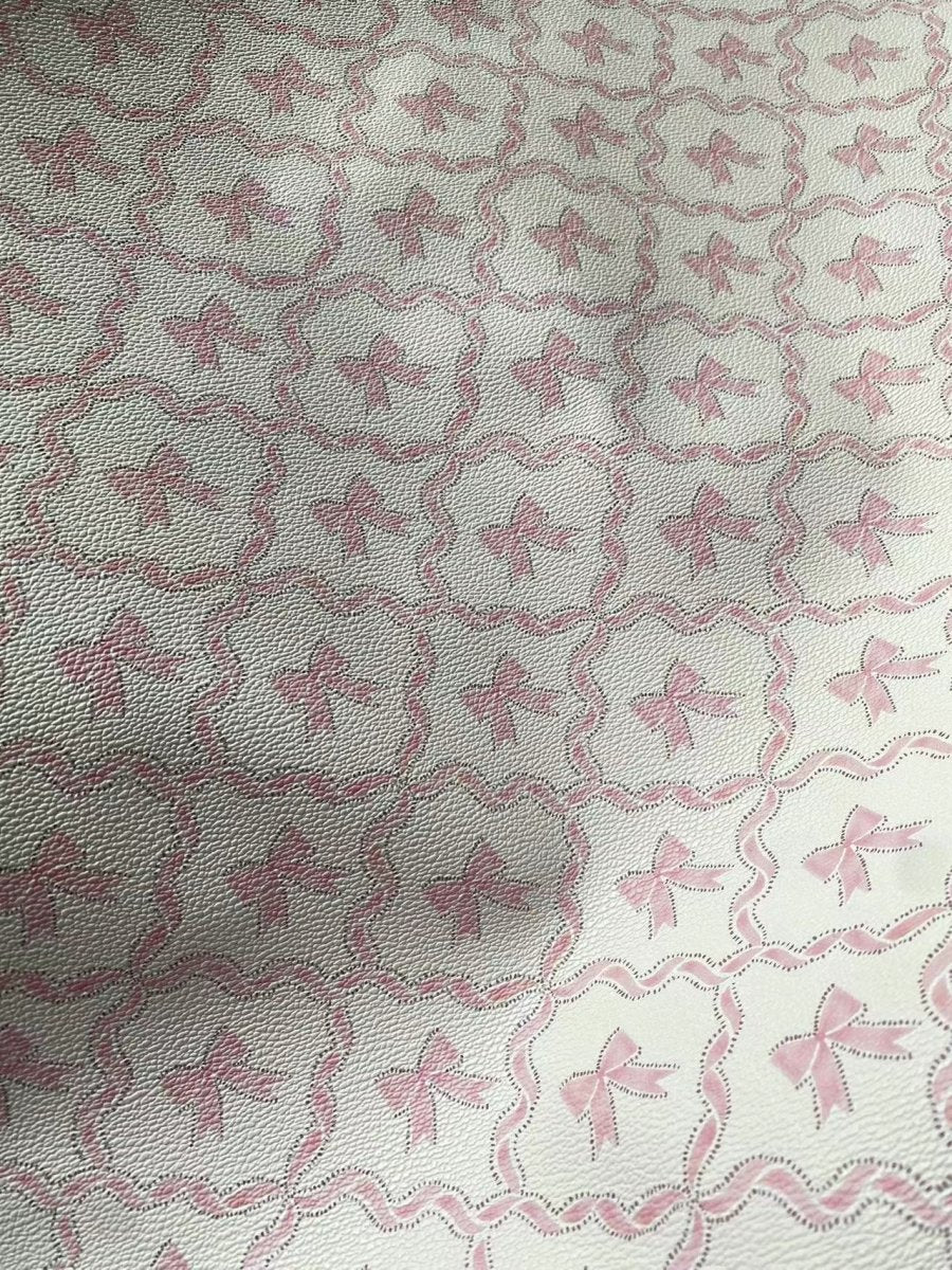 Pink Cute Cartoon Bow Design Leather Material for Handmade Crafts DIY - mingfabricstore