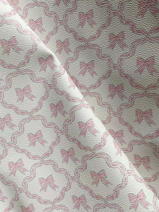 Pink Cute Cartoon Bow Design Leather Material for Handmade Crafts DIY - mingfabricstore