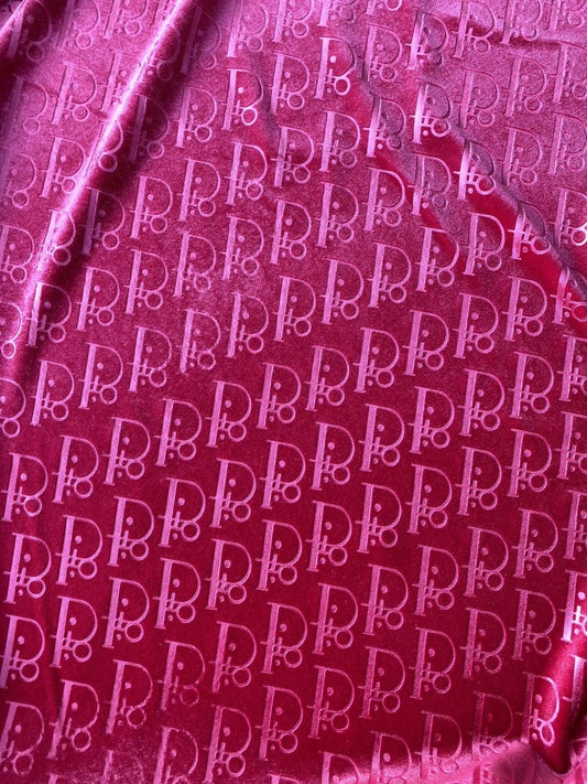 Pink Dior Velvet for Shoes Custom Sneakers Designer Fabric by the Yard - mingfabricstore