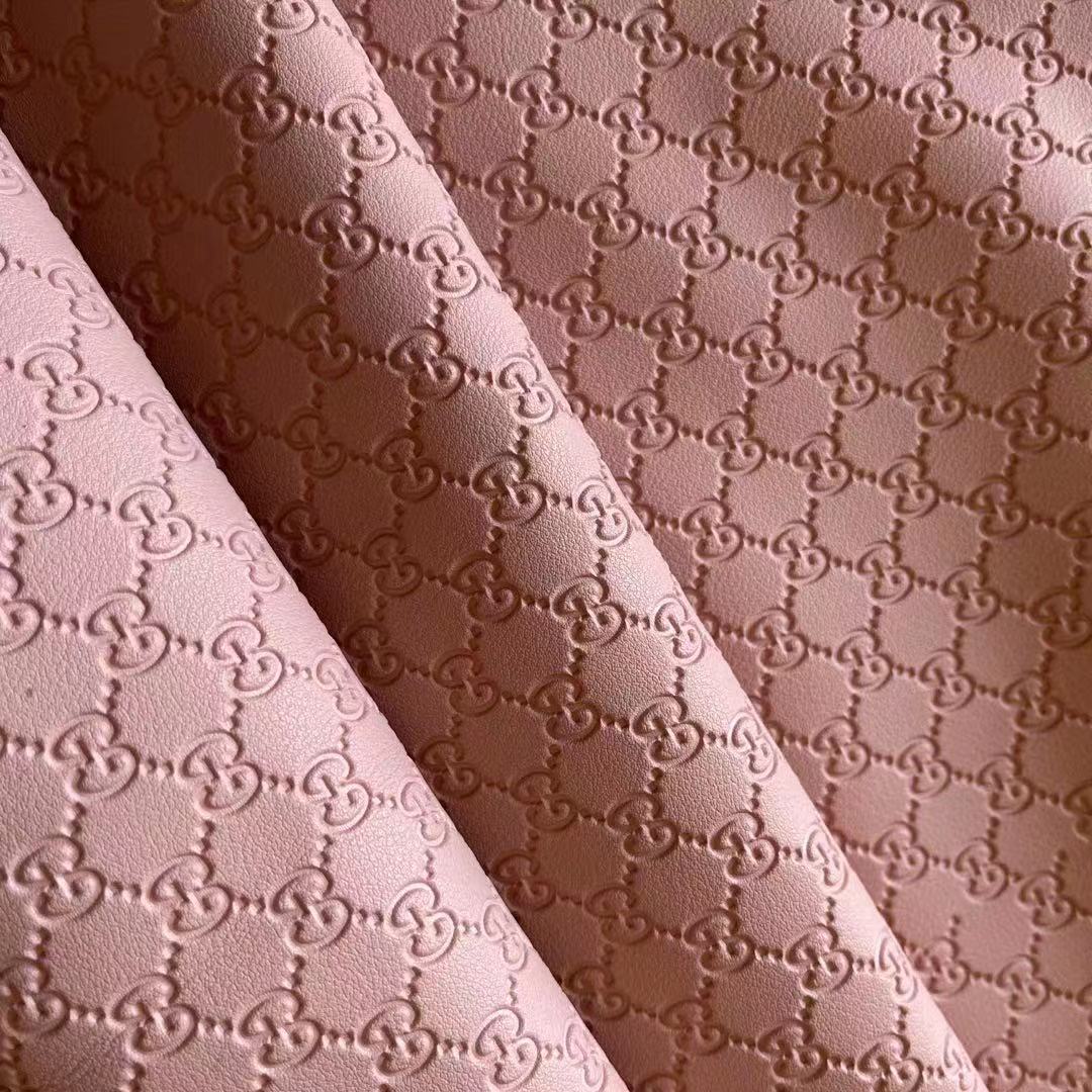 Pink Embossed Gucci Soft Leather Fabric - mingfabricstore