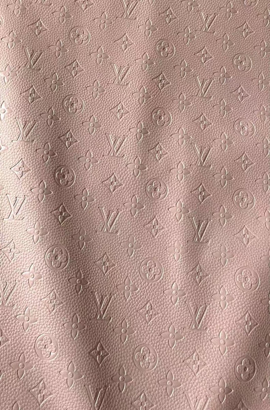 Pink Embossed LV Soft Leather for Custom Sneakers - mingfabricstore