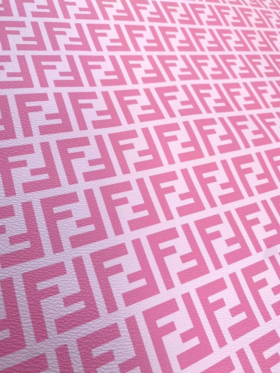 Pink Fendi FF Faux Leather Fabric for Custom Sneakers Handmade Crafts Sewing Car Upholstery - mingfabricstore