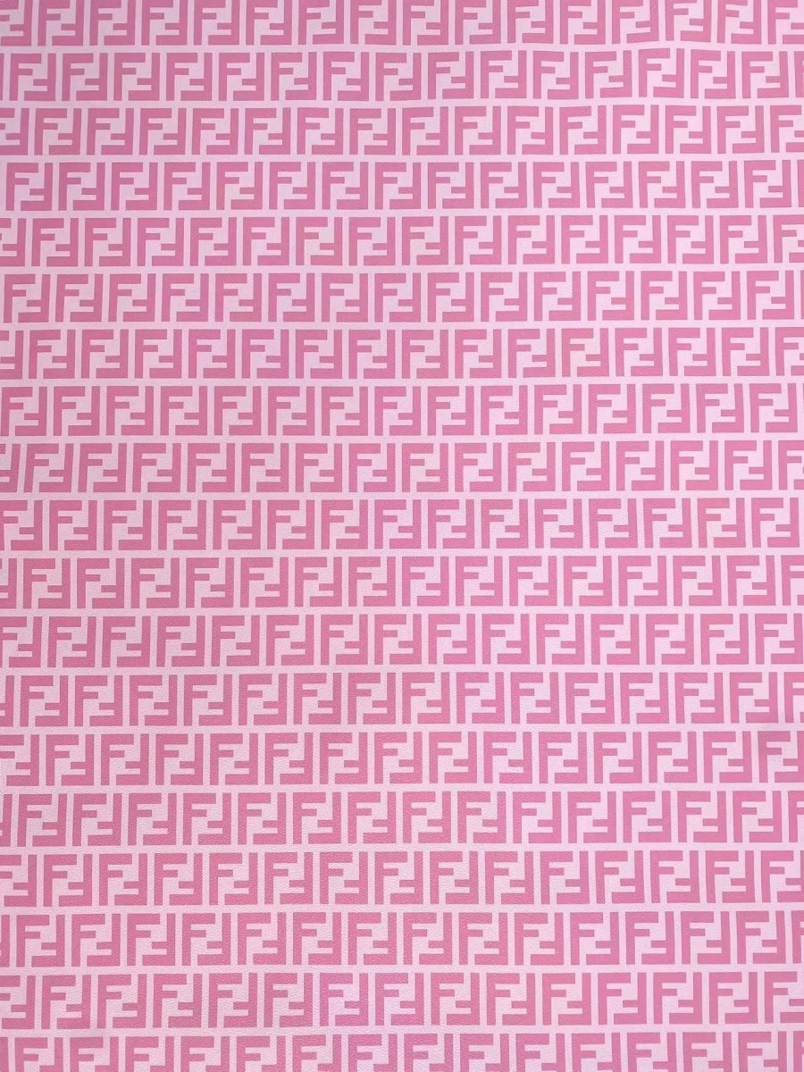 Pink Fendi FF Faux Leather Fabric for Custom Sneakers Handmade Crafts Sewing Car Upholstery - mingfabricstore