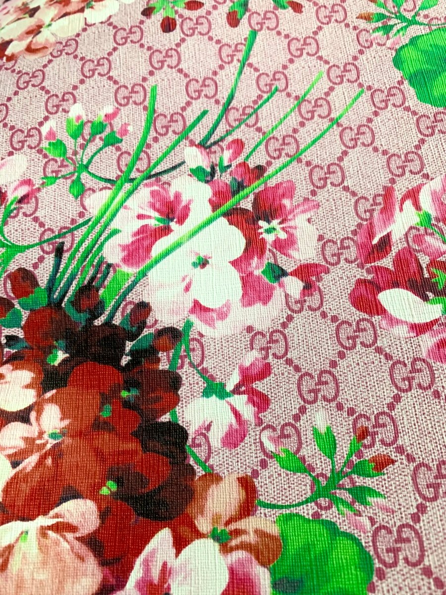 Pink Flower Blooming Gucci Inspired Fabric Material for Custom - mingfabricstore