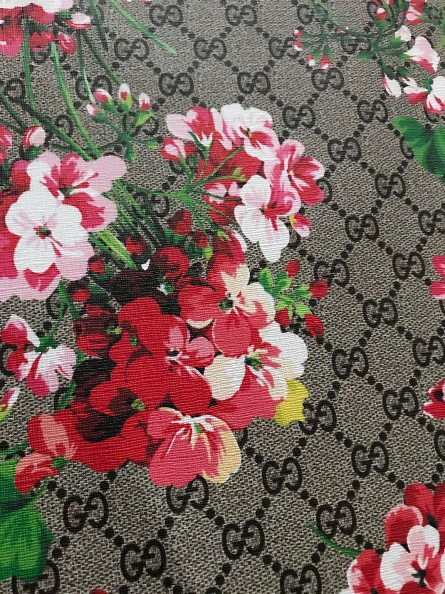 Pink Flower Gucci Flower Bloom Leather Fabric for Shoe Custom - mingfabricstore