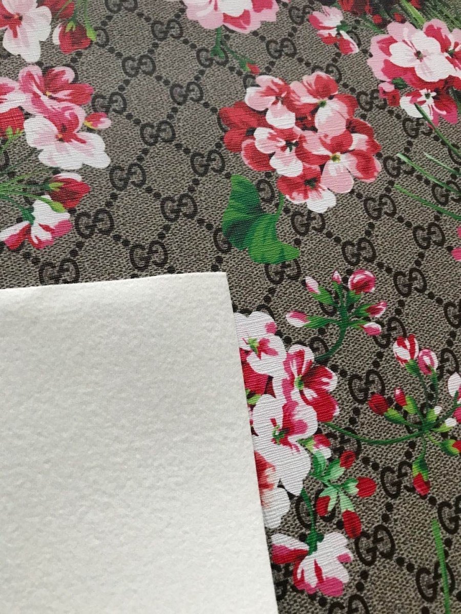 Pink Flower Gucci Flower Bloom Leather Fabric for Shoe Custom - mingfabricstore