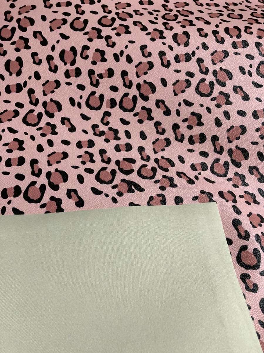 Pink Leopard Leather Fabric for Custom Shoes Bag - mingfabricstore