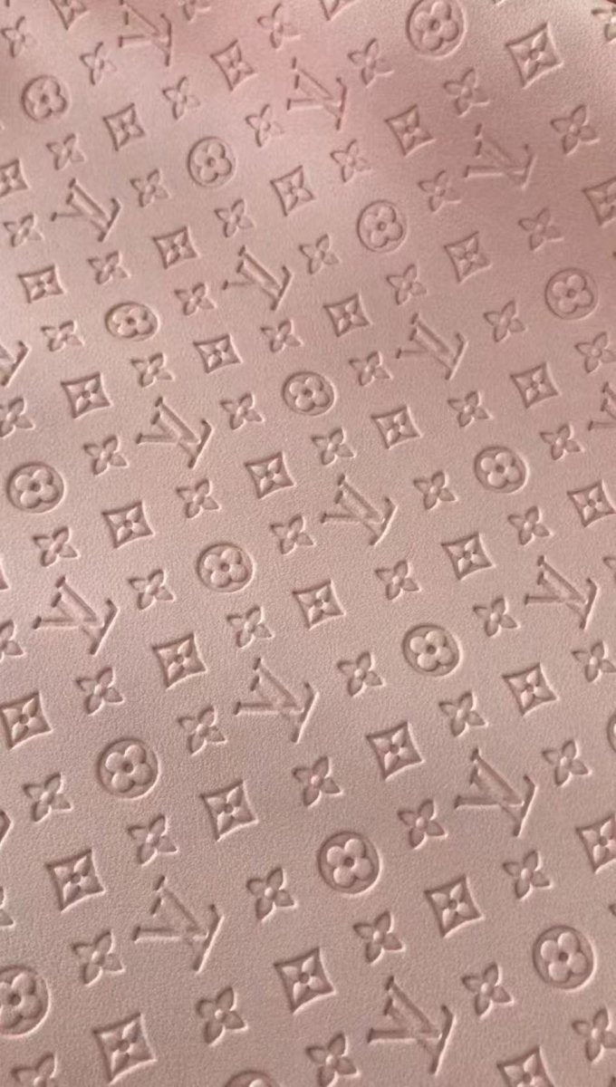 Pink Louis Vuitton Embossed Faux Leather Fabric Small Letter Car Upholstery - mingfabricstore