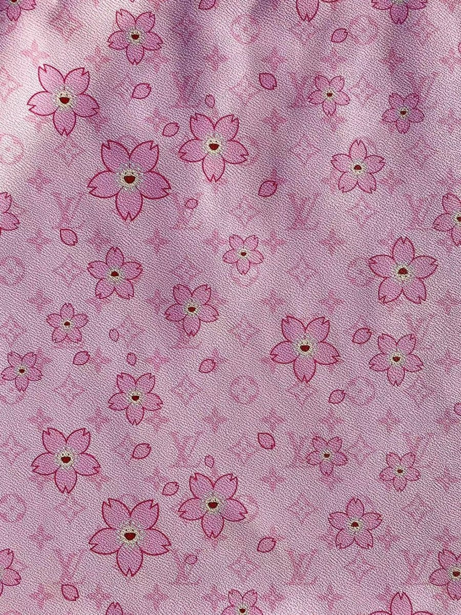Pink MURAKAMI LV Cherry Blossom Faux Leather for Shoes DIY Project - mingfabricstore