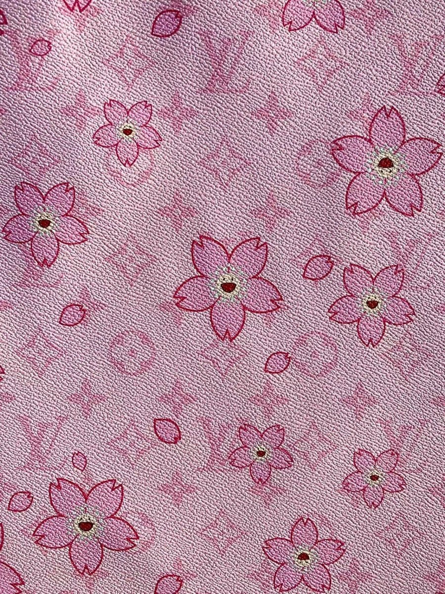 Pink MURAKAMI LV Cherry Blossom Faux Leather for Shoes DIY Project - mingfabricstore