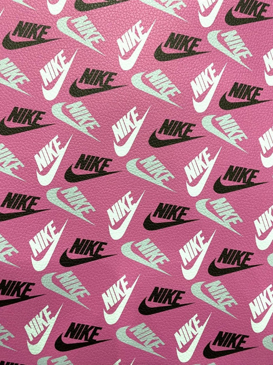 Pink Nike Designer Leather Sheet for Handmade Custom DIY Projects - mingfabricstore
