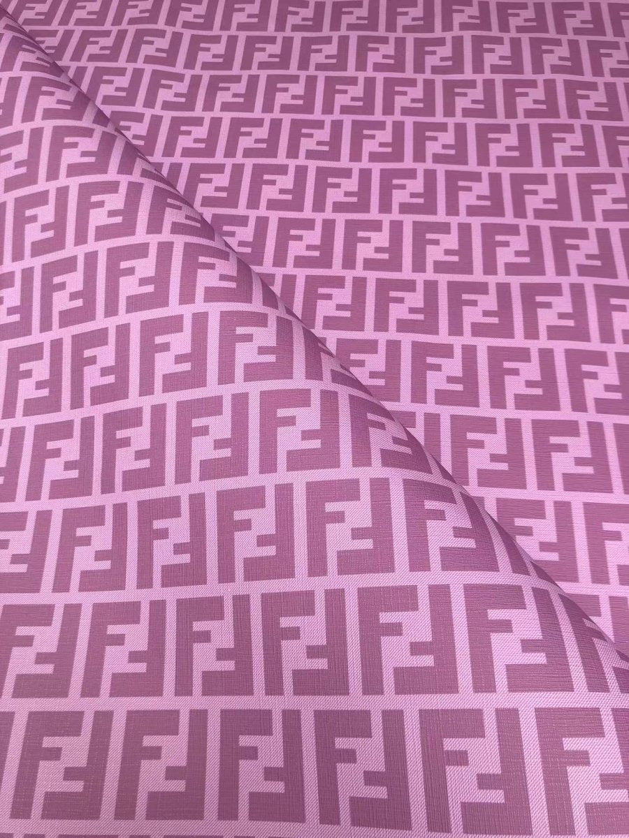 Pink Purple Fendi FF Custom Vinyl Designer Fabric for DIY Crafts Upholstery - mingfabricstore