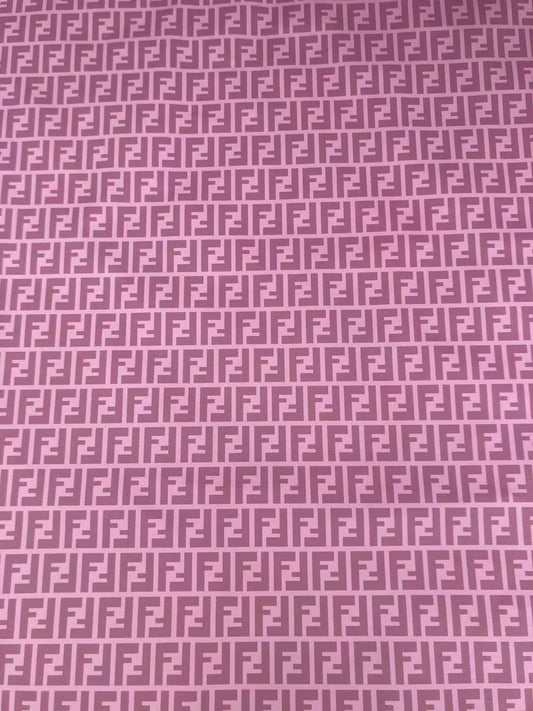 Pink Purple Fendi FF Custom Vinyl Designer Fabric for DIY Crafts Upholstery - mingfabricstore