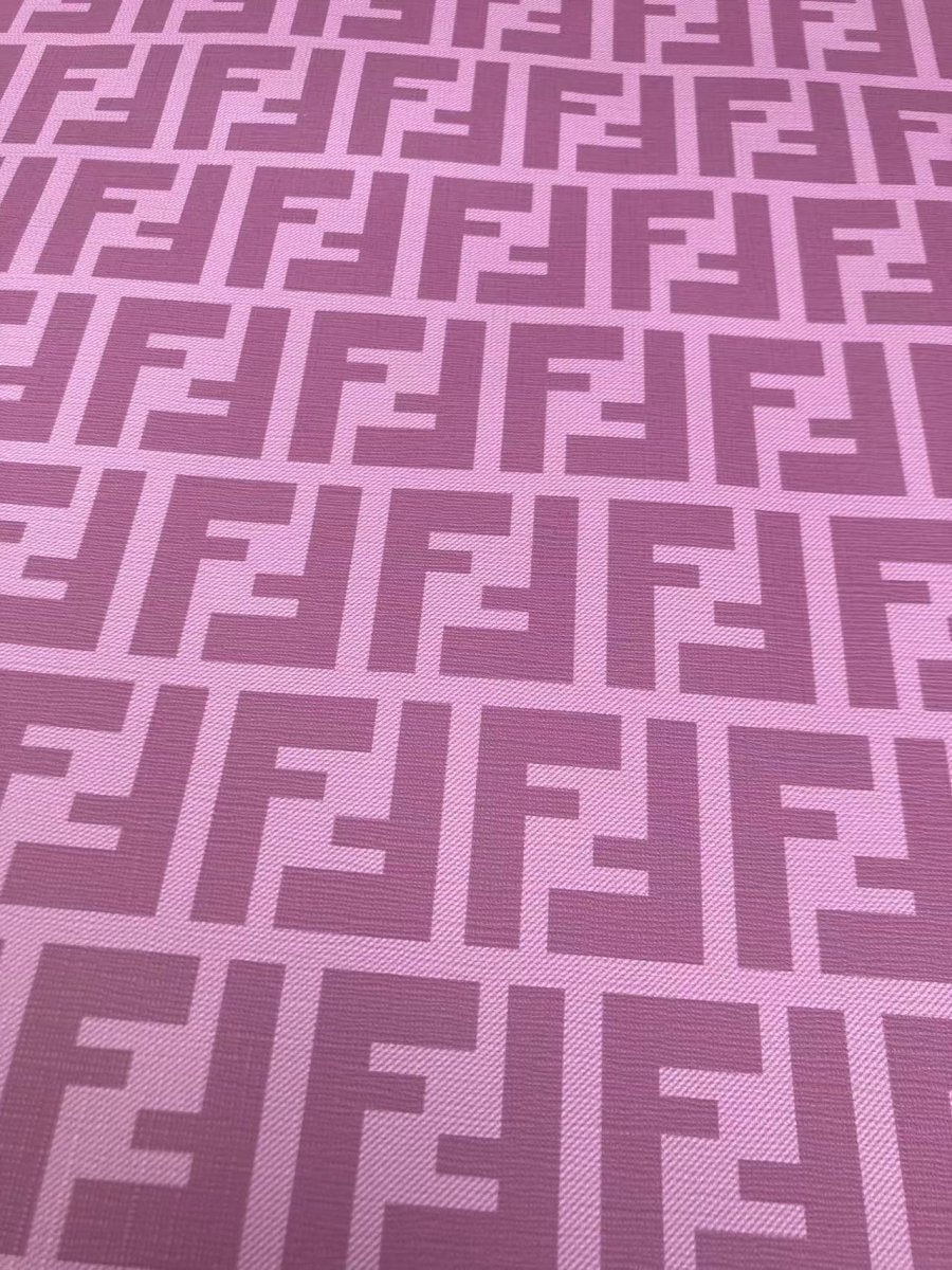 Pink Purple Fendi FF Custom Vinyl Designer Fabric for DIY Crafts Upholstery - mingfabricstore