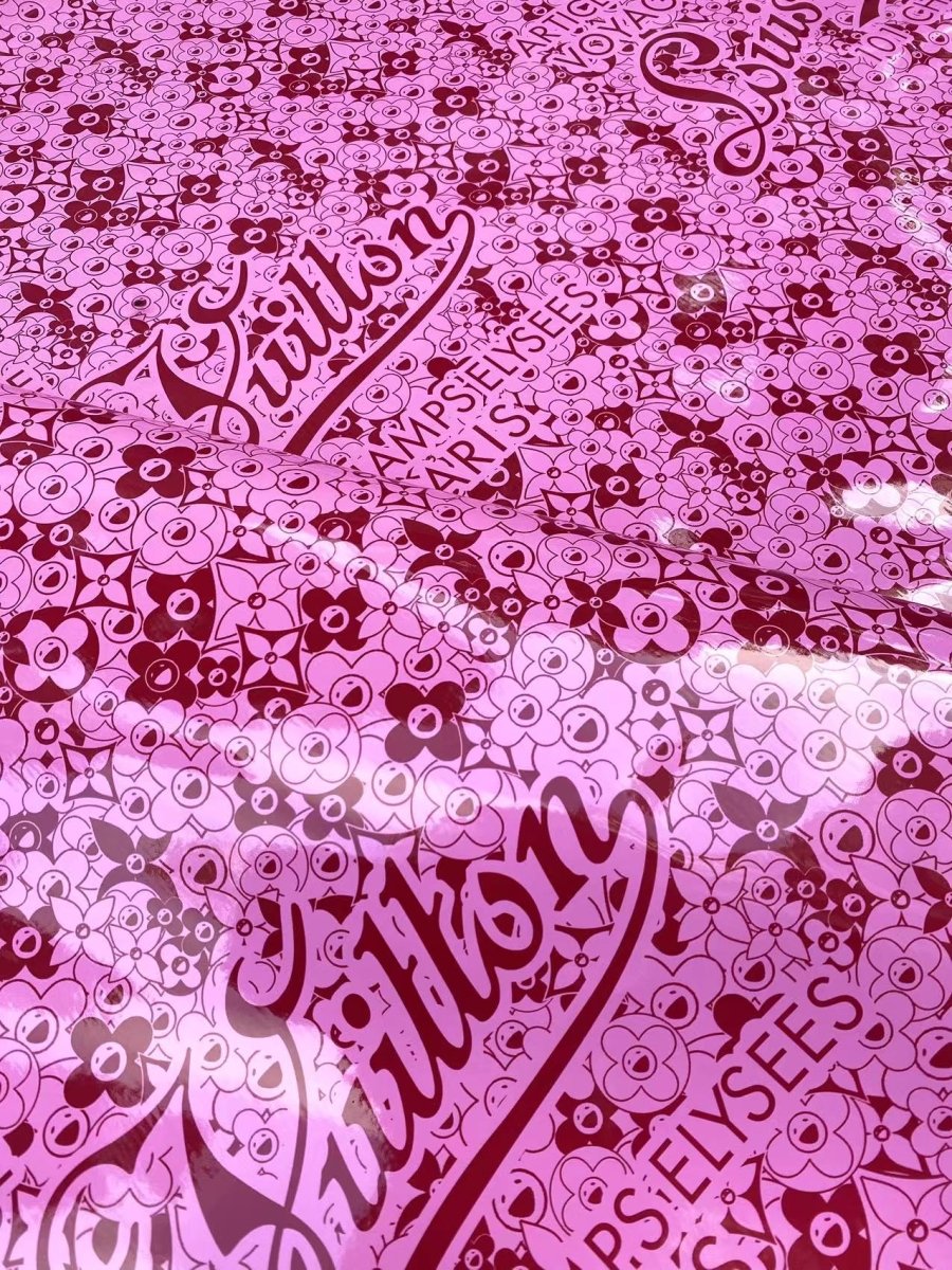 Pink Reflective LV Surface Murakami Takashi Flower Bag Leather - mingfabricstore