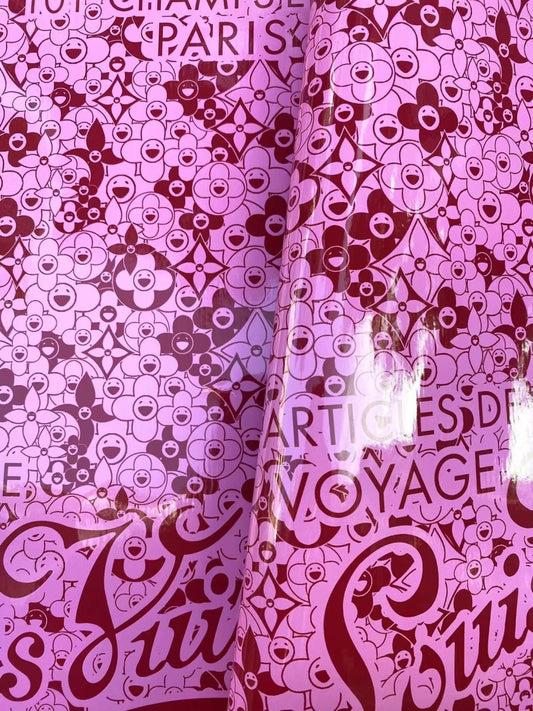 Pink Reflective LV Surface Murakami Takashi Flower Bag Leather - mingfabricstore