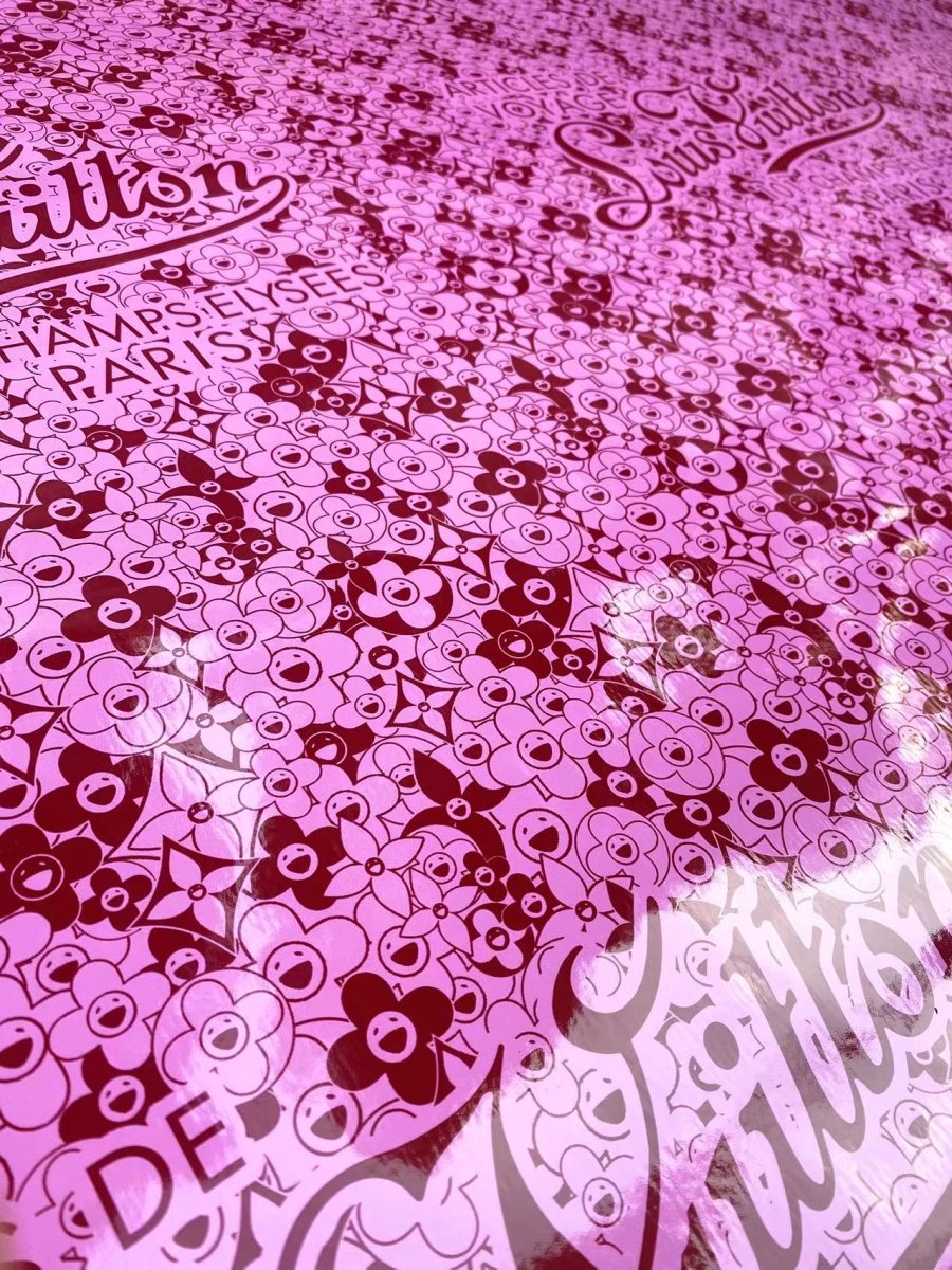 Pink Reflective LV Surface Murakami Takashi Flower Bag Leather - mingfabricstore